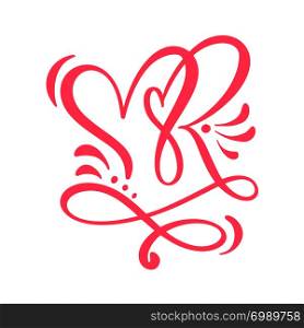 Two lover calligraphic hearts. Handmade vector calligraphy. Decor for greeting card, mug, photo overlays, t-shirt print, flyer, poster design.. Two lover calligraphic hearts. Handmade vector calligraphy. Decor for greeting card, mug, photo overlays, t-shirt print, flyer, poster design