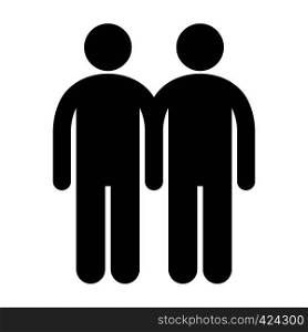 Two male black simple icon isolated on white background. Two male icon
