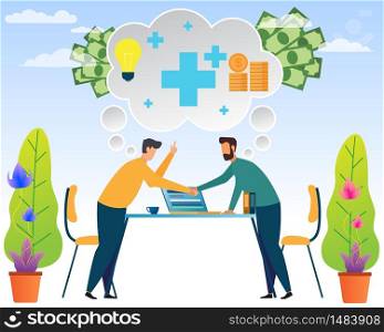 Two man handshake with positive thinking makes a better life and success in life and career. Success in positive thinking and good acting. positive thinking concept vector illustration.
