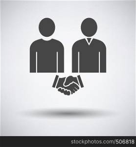 Two Man Making Deal Icon on gray background, round shadow. Vector illustration.
