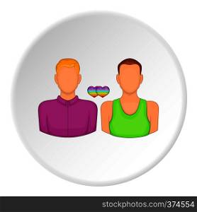 Two men gay icon. Cartoon illustration of two men gay vector icon for web. Two men gay icon, cartoon style