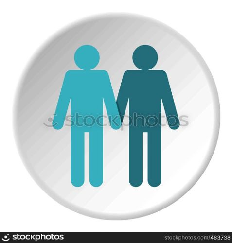 Two men gay icon in flat circle isolated vector illustration for web. Two men gay icon circle