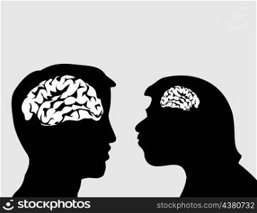 Two men look in the face. A vector illustration