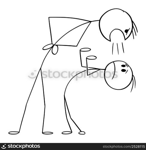 Two men or person fighting or arguing, vector cartoon stick figure or character illustration.. Two Persons Arguing or Fighting , Vector Cartoon Stick Figure Illustration