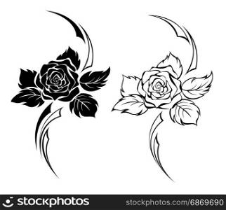 Two monochrome roses
