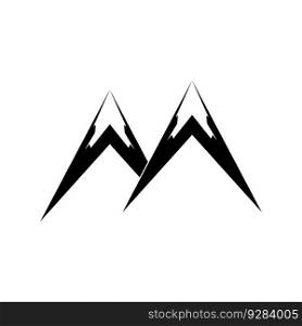 Two mountain peaks with snow flat vector icon for outdoor apps and websites