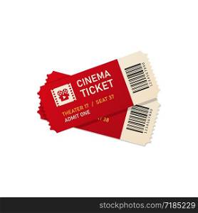Two movie tickets vector illustration in realistic style. EPS 10