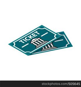 Two museum tickets icon in isometric 3d style on a white background. Two museum tickets icon, isometric 3d style