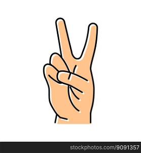 two number hand gesture color icon vector. two number hand gesture sign. isolated symbol illustration. two number hand gesture color icon vector illustration