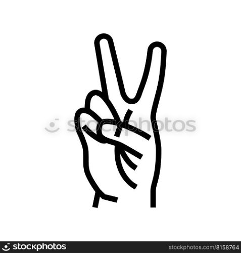 two number hand gesture line icon vector. two number hand gesture sign. isolated contour symbol black illustration. two number hand gesture line icon vector illustration