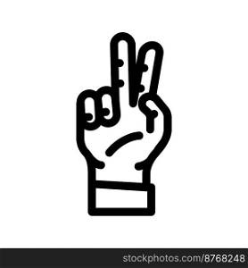 two number hand gesture line icon vector. two number hand gesture sign. isolated contour symbol black illustration. two number hand gesture line icon vector illustration