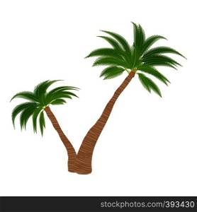 Two palm trees icon. Cartoon illustration of two palm trees vector icon for web. Two palm trees icon, cartoon style