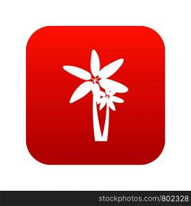 Two palm trees icon digital red for any design isolated on white vector illustration. Two palm trees icon digital red