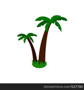 Two palm trees icon in isometric 3d style isolated on white background. Two standing palm trees standing together. Two palm trees icon, isometric 3d style