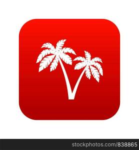 Two palms icon digital red for any design isolated on white vector illustration. Two palms icon digital red