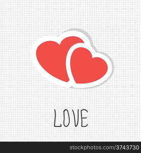 Two paper hearts. Vector card with place for text.