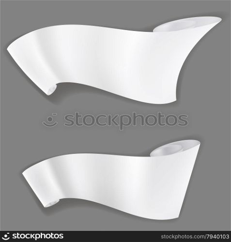 Two Paper Scrolls Isolated on Grey Bakground.. Paper Scrolls