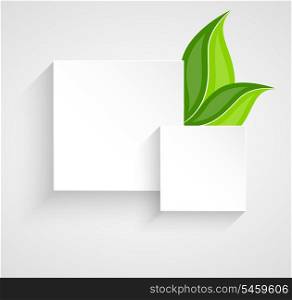 Two paper squares with leaves