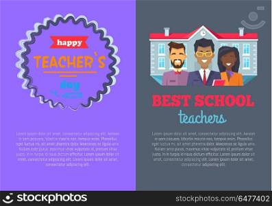 Two Posters Best Teacher on Vector Illustration. Example of two poster variants dedicated to best professor award and teachers day with text sample for expressing thoughts vector illustration