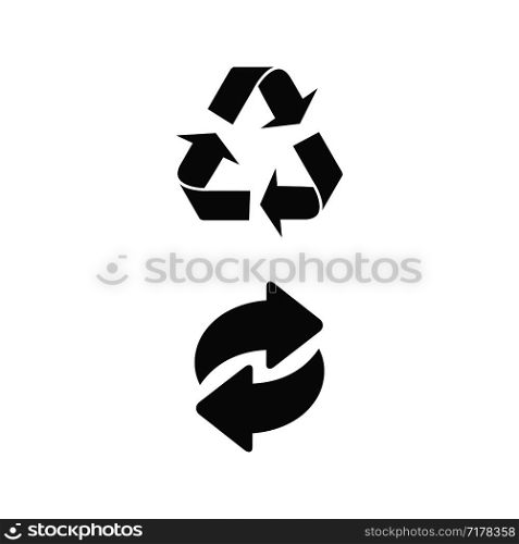Two Recycle black icons. Recycle vector icons. Eps10. Two Recycle black icons. Recycle vector icons