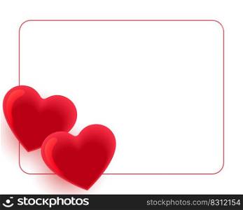 two red hearts frame with text space