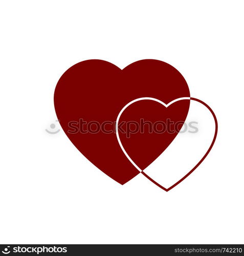 Two red hearts icon. Hearts on transparent background. Love icon. Hearts from greeting card on Valentine day