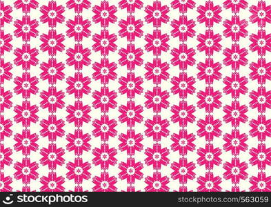 Two red sweet blossom and circle shape pattern on pastel background. Retro and vintage bloom pattern style for cute or classic design