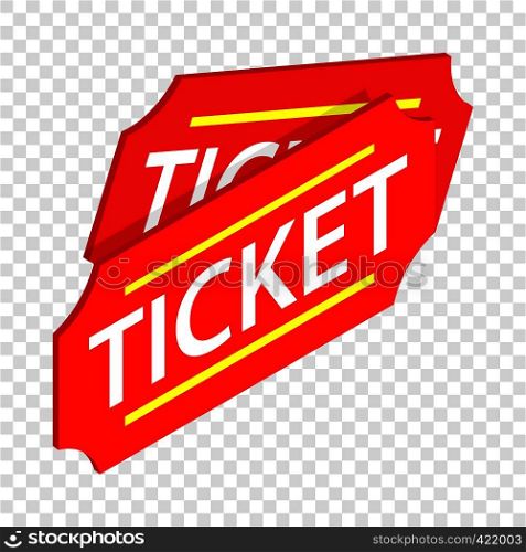 Two red tickets isometric icon 3d on a transparent background vector illustration. Two red tickets isometric icon
