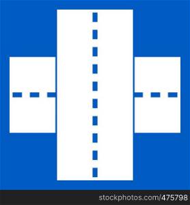 Two roads icon white isolated on blue background vector illustration. Two roads icon white