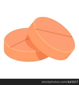 Two round pills icon. Cartoon illustration of two round pills vector icon for web. Two round pills icon, cartoon style