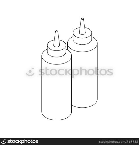 Two sauce bottles icon in isometric 3d style isolated on white background. Sauce bottles icon, isometric 3d style