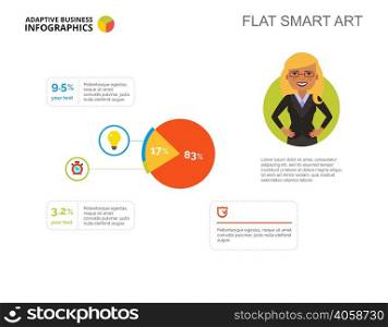 Two sectors pie chart. Business data. Percentage, diagram, design. Creative concept for infographic, templates, presentation. Can be used for topics like analysis, research, training.