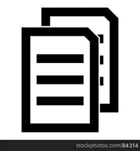 Two sheets of document it is black icon . Simple style .. Two sheets of document it is black icon .