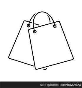 Two Shopping Bags Icon. Black Glyph Design. Vector Illustration.