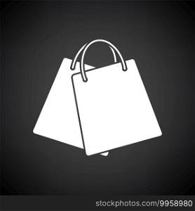 Two Shopping Bags Icon. White on Black Background. Vector Illustration.