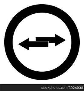 Two side arrows icon black color in circle vector illustration isolated