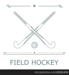 Two silhouettes sticks for field hockey and ball on a colored background. Vector illustration.