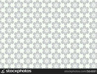 Two silver sweet blossom and circle shape pattern on pastel background. Retro and vintage bloom pattern style for cute or classic design