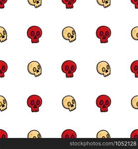 Two skull - red and beige halloween seamless pattern for celebration design. Funny holiday background. Spooky vector wallpaper.. Two skull - red and beige halloween seamless pattern