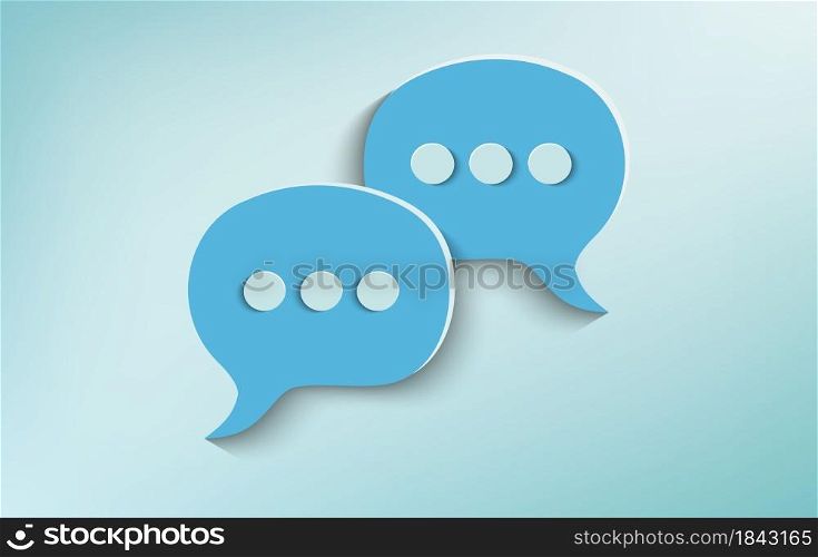 Two speech bubbles on celestial background. Concept of online customer service and advice chat. Social network. Communication and recommend via the web. Positive message. Community