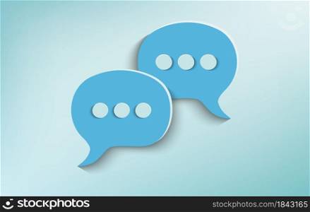 Two speech bubbles on celestial background. Concept of online customer service and advice chat. Social network. Communication and recommend via the web. Positive message. Community