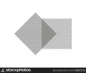 Two squares of parallel lines intersect each other. Geometric shape for business design, decoration and decoration isolated on white background.