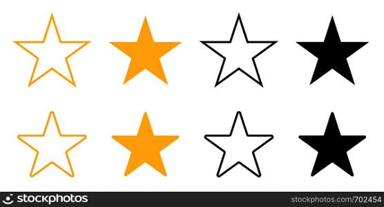 Two stars in black and yellow color. Stars in linear and flat design. Eps10. Two stars in black and yellow color. Stars in linear and flat design