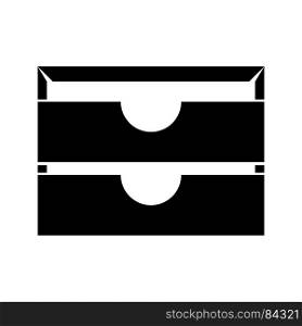 Two stationary paper tray it is black icon . Simple style .. Two stationary paper tray it is black icon .