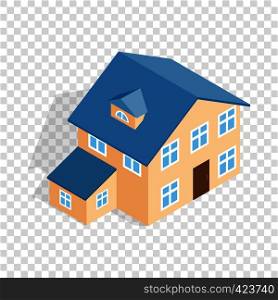 Two storey house with annexe isometric icon 3d on a transparent background vector illustration. Two storey house with annexe isometric icon