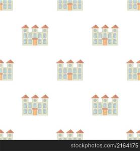 Two storey house with arched windows pattern seamless background texture repeat wallpaper geometric vector. Two storey house with arched windows pattern seamless vector