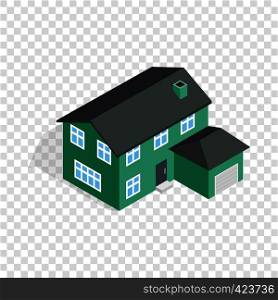 Two storey house with garage isometric icon 3d on a transparent background vector illustration. Two storey house with garage isometric icon