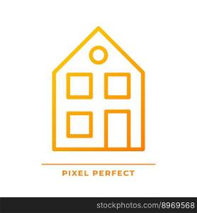 Two story house pixel perfect gradient linear vector icon. Detached building for one family. Purchase home. Real estate. Thin line color symbol. Modern style pictogram. Vector isolated outline drawing. Two story house pixel perfect gradient linear vector icon