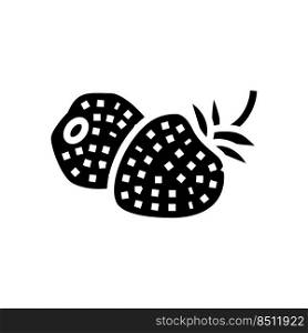two strawberries glyph icon vector. two strawberries sign. isolated symbol illustration. two strawberries glyph icon vector illustration