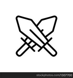 two swords icon vector. two swords sign. isolated contour symbol illustration. two swords icon vector outline illustration